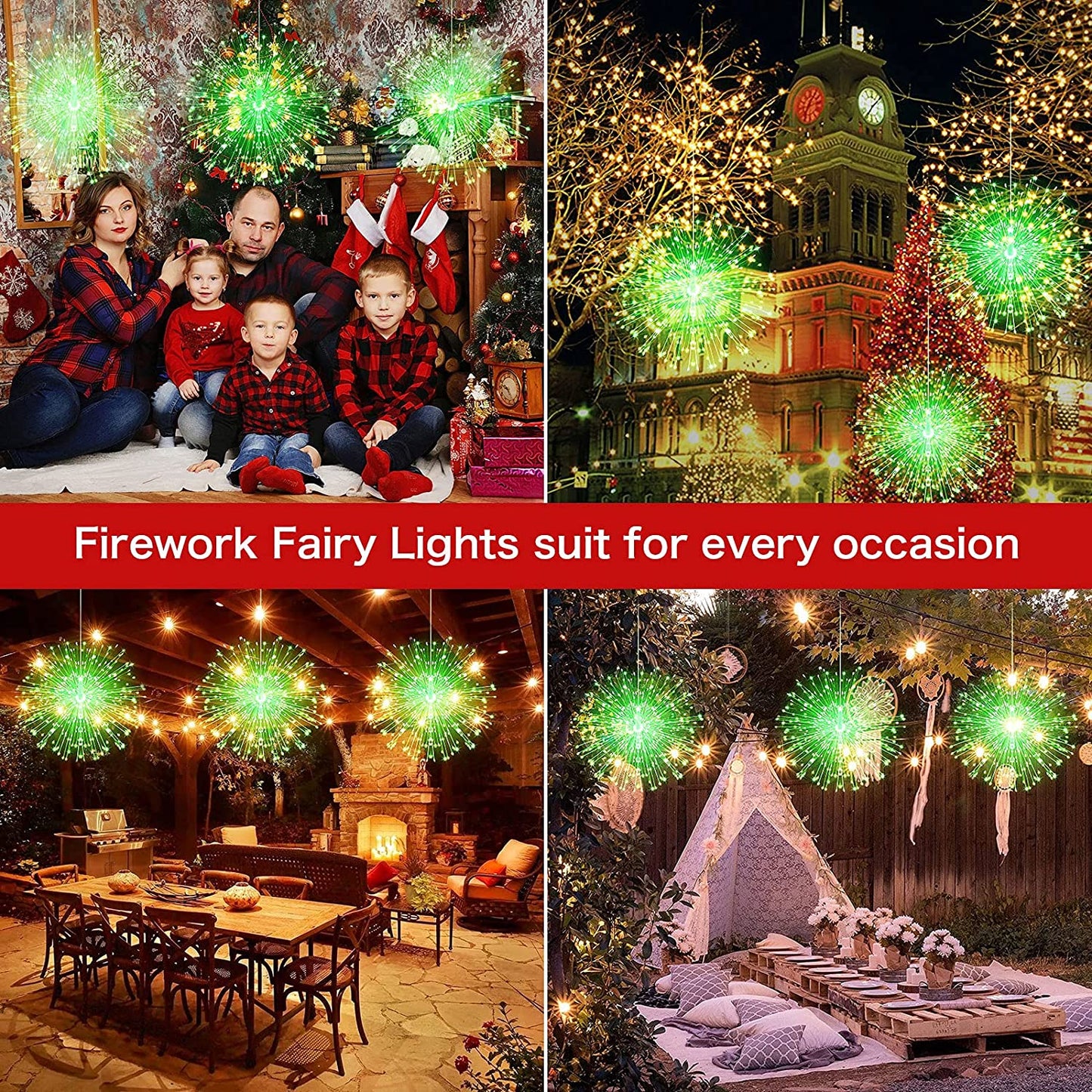 Fairy Lights Battery Operated Wire Lights,225 LED DIY 8 Modes Dimmable Lights with Remote Control, Waterproof Decorative Hanging Starburst Lights for Christmas, Home, Patio, Indoor Outdoor Decoration