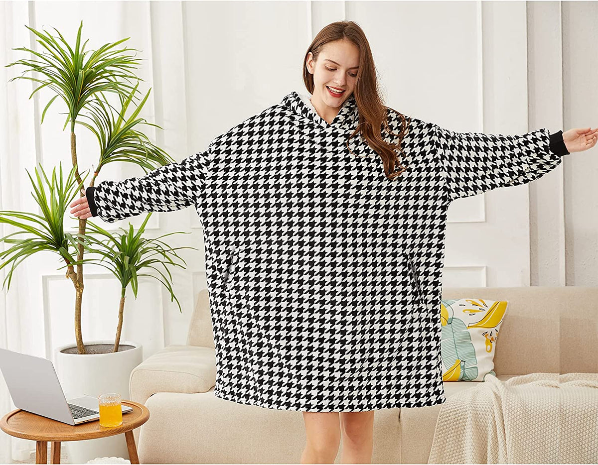 LetsFunny Oversized Hooded Blanket Sweatshirt, Super Soft Warm Comfortable Sherpa Wearable Blanket with Giant Pocket, for Adults Men Women Teenagers Kids, One Size Fits All