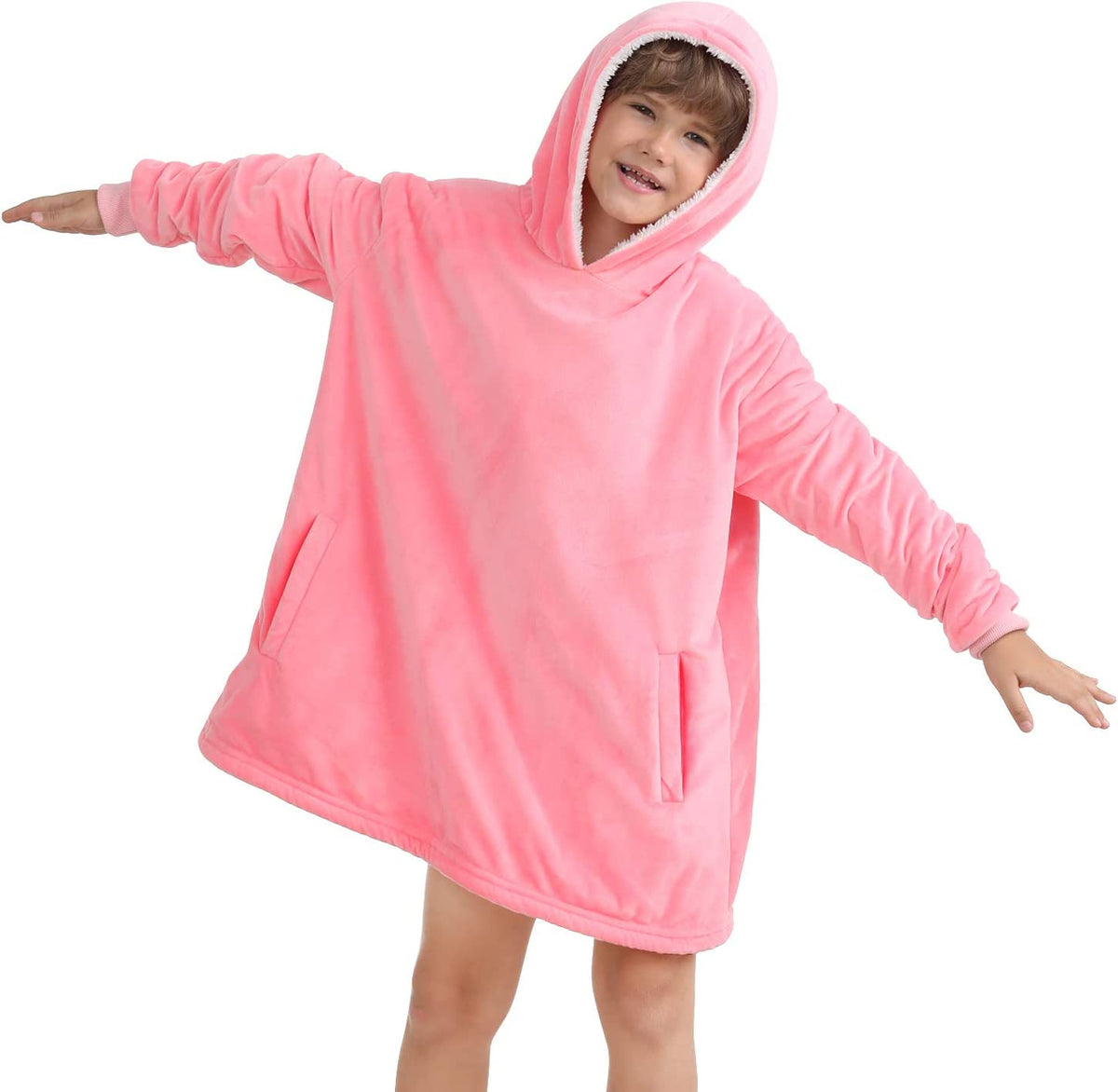 LetsFunny Oversized Hooded Blanket Sweatshirt, Super Soft Warm Comfortable Sherpa Wearable Blanket with Giant Pocket, for Adults Men Women Teenagers Kids, One Size Fits All