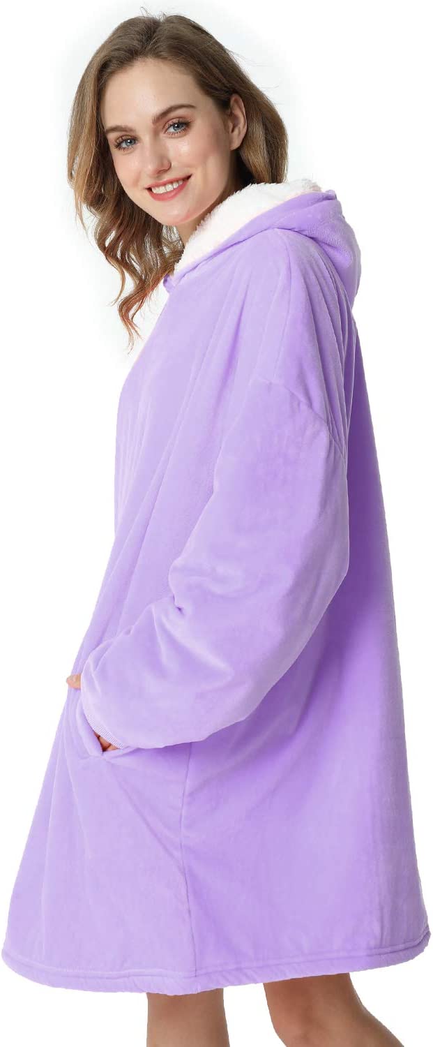 LetsFunny Oversized Hooded Blanket Sweatshirt, Super Soft Warm Comfortable Sherpa Wearable Blanket with Giant Pocket, for Adults Men Women Teenagers Kids, One Size Fits All