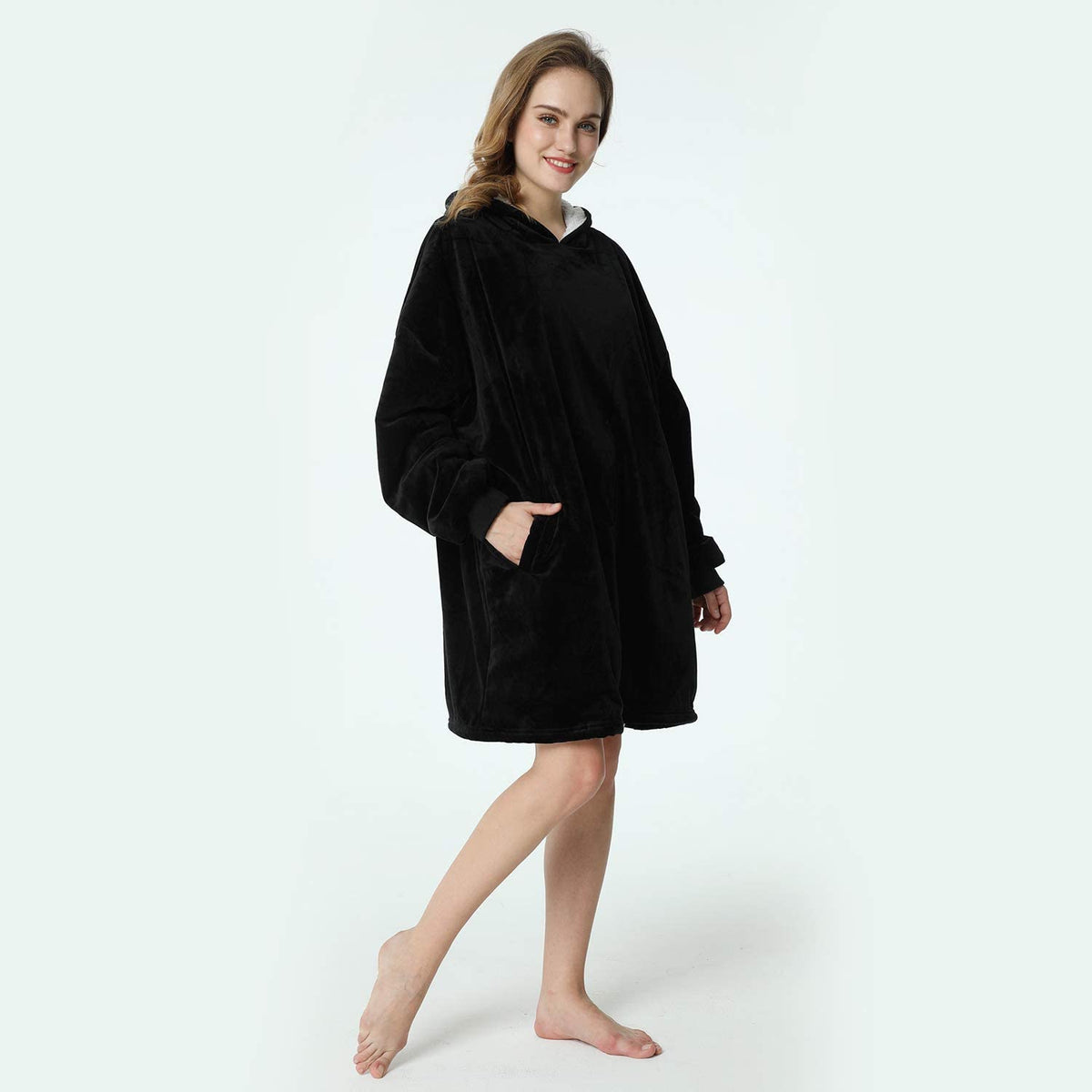 LetsFunny Oversized Hooded Blanket Sweatshirt, Super Soft Warm Comfortable Sherpa Wearable Blanket with Giant Pocket, for Adults Men Women Teenagers Kids, One Size Fits All