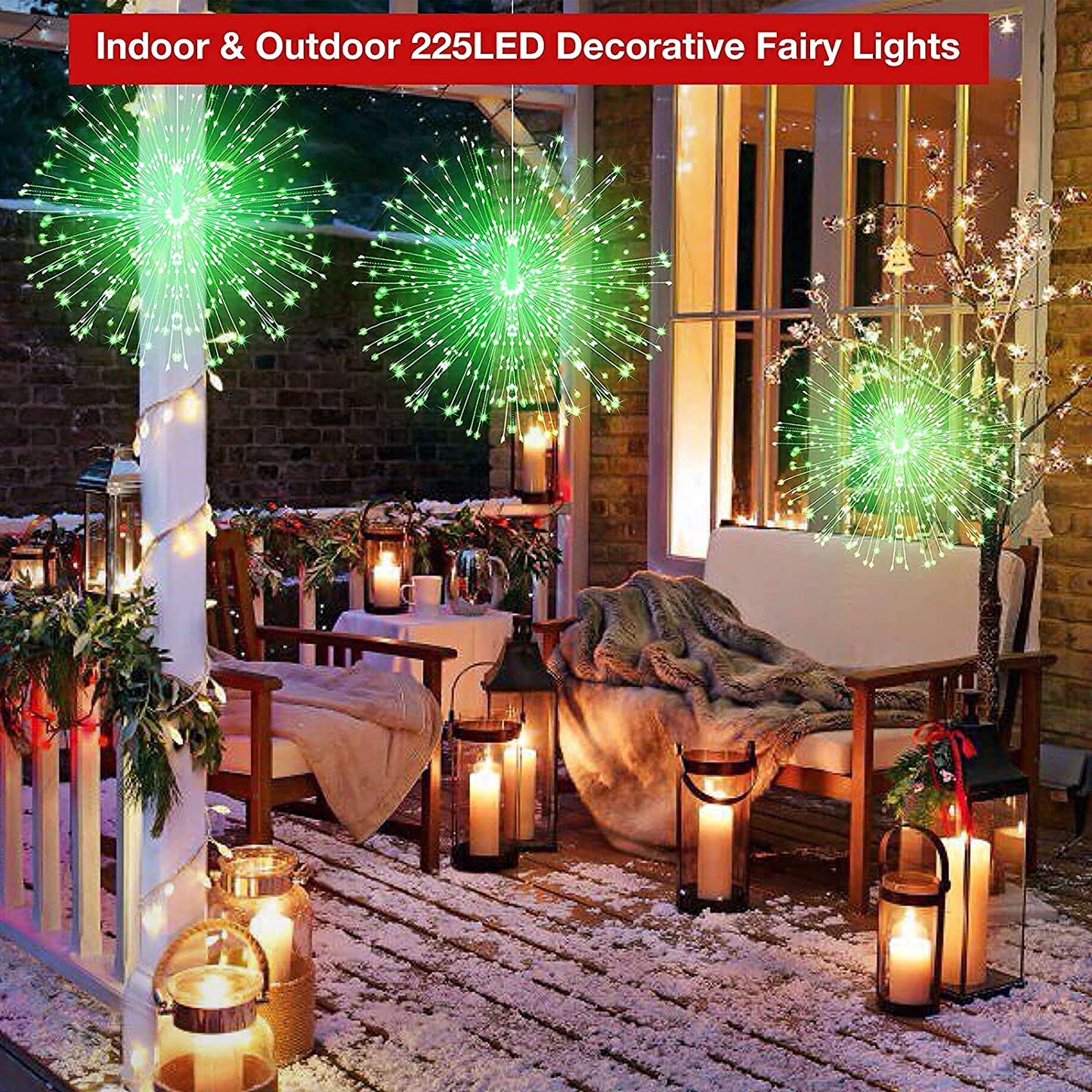 Fairy Lights Battery Operated Wire Lights,225 LED DIY 8 Modes Dimmable Lights with Remote Control, Waterproof Decorative Hanging Starburst Lights for Christmas, Home, Patio, Indoor Outdoor Decoration