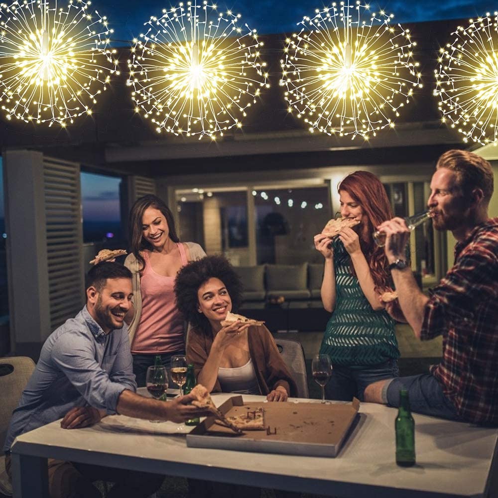 Fairy Christmas String Lights Wire Lights,200 LED DIY 8 Modes Dimmable Lights with Remote Control, Waterproof Decorative Hanging Starburst Lights for Christmas, Home, Patio, Indoor Outdoor Decoration