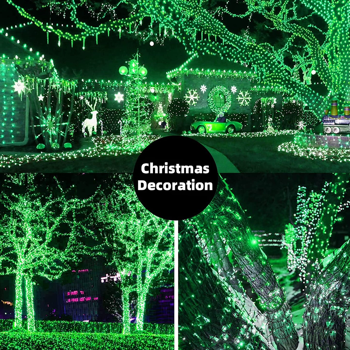 LetsFunny Green St. Patrick's Day 108ft 300 LED Christmas String Lights, Christmas Lights - UL Certified Outdoor & Indoor Fairy Lights Christmas Tree, Patio, Garden, Wedding, Holiday Decoration