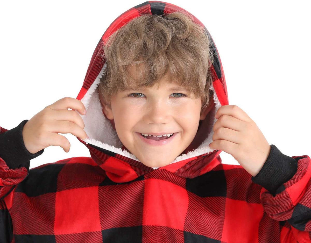 LetsFunny Oversized Hooded Blanket Sweatshirt, Super Soft Warm Comfortable Sherpa Wearable Blanket with Giant Pocket, for Adults Men Women Teenagers Kids, One Size Fits All