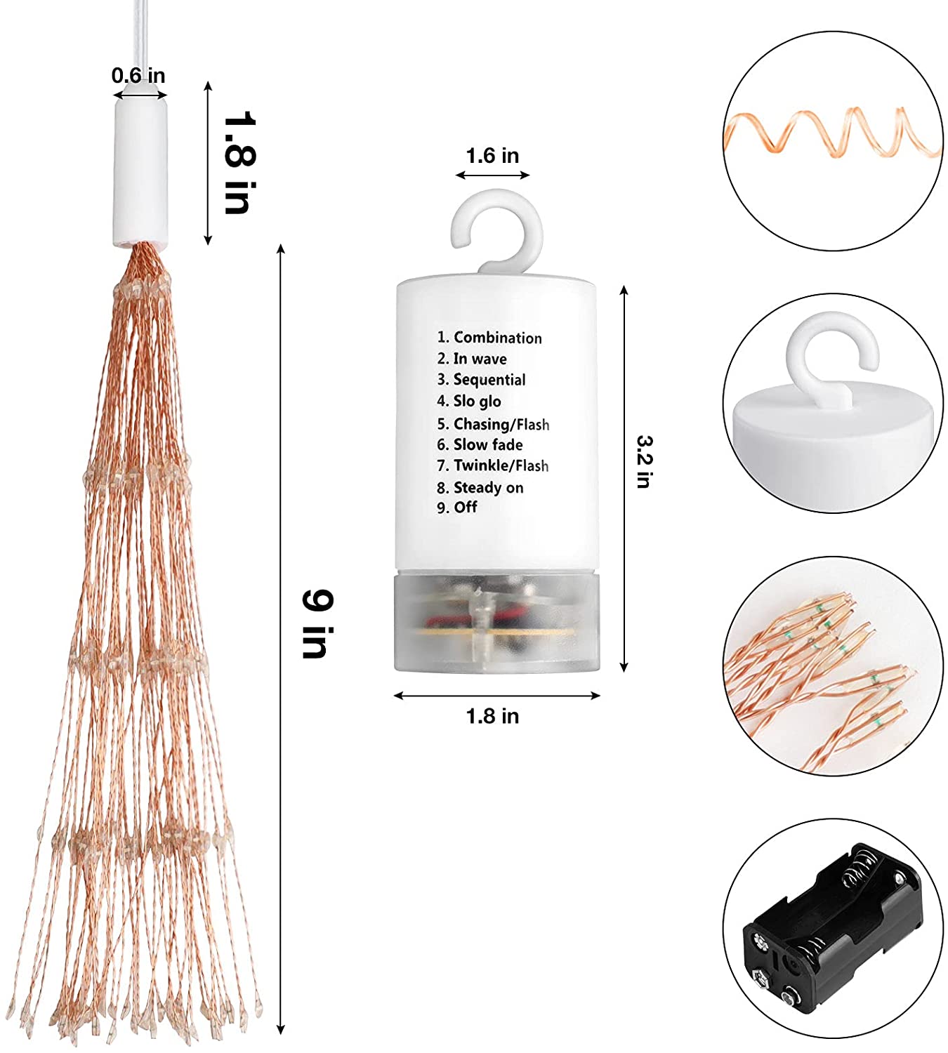 Fairy Lights Battery Operated Wire Lights,225 LED DIY 8 Modes Dimmable Lights with Remote Control, Waterproof Decorative Hanging Starburst Lights for Christmas, Home, Patio, Indoor Outdoor Decoration