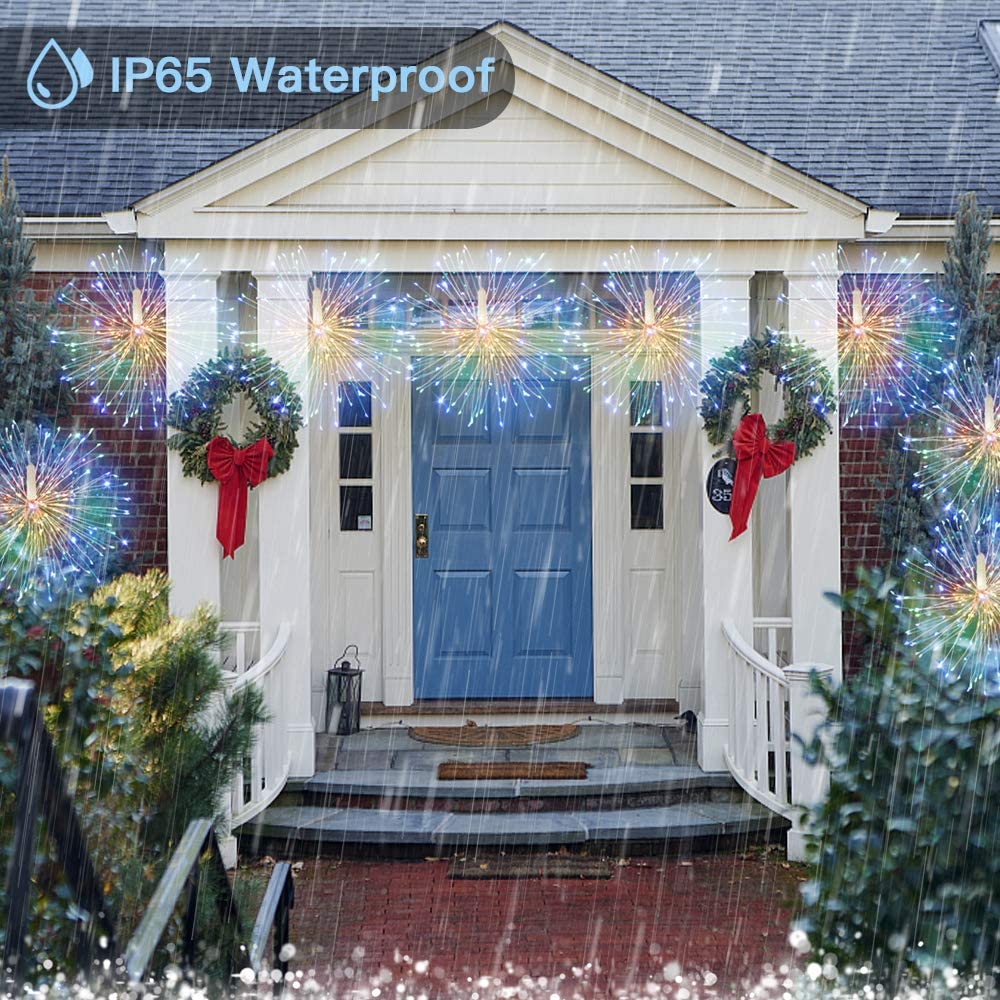 Fairy Firework String Wire Lights, LED DIY 8 Modes Dimmable Lights, Waterproof Decorative Hanging Starburst Lights for Christmas, Home, Patio, Indoor Outdoor Decoration
