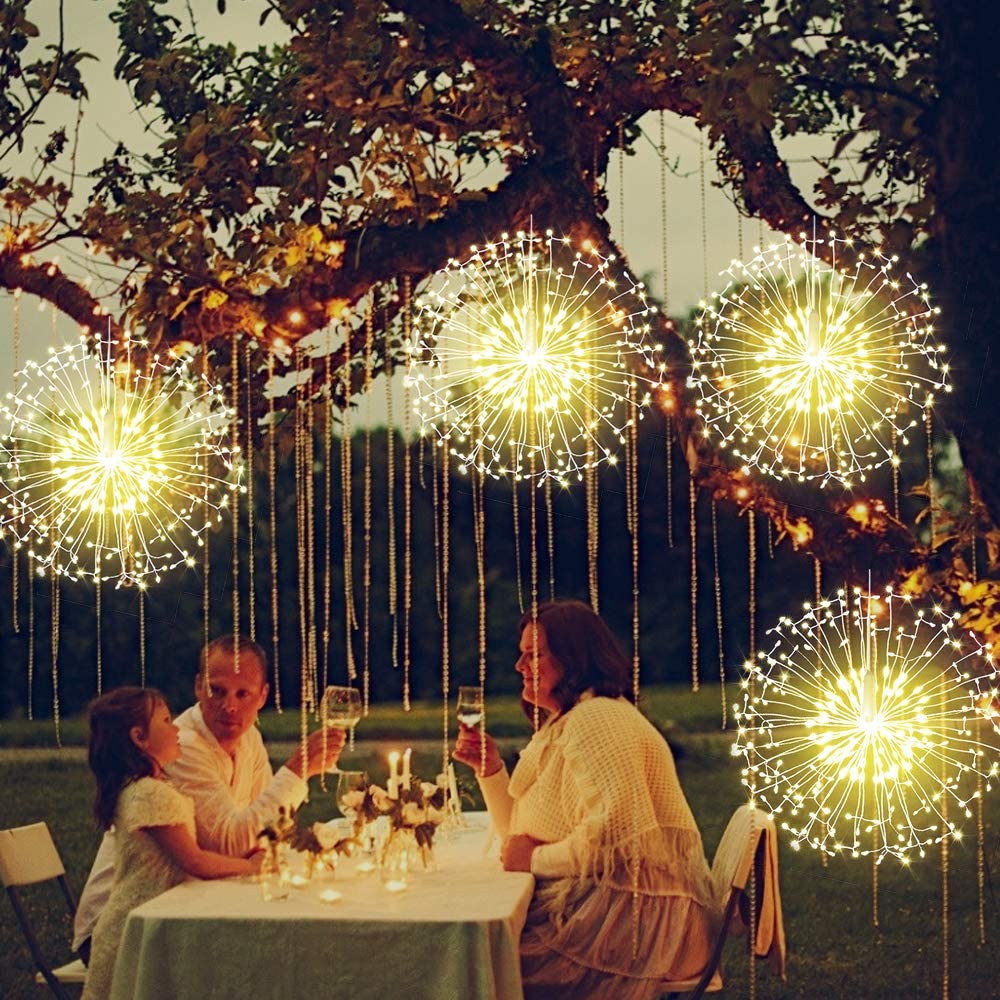 Fairy Christmas String Lights Wire Lights,200 LED DIY 8 Modes Dimmable Lights with Remote Control, Waterproof Decorative Hanging Starburst Lights for Christmas, Home, Patio, Indoor Outdoor Decoration