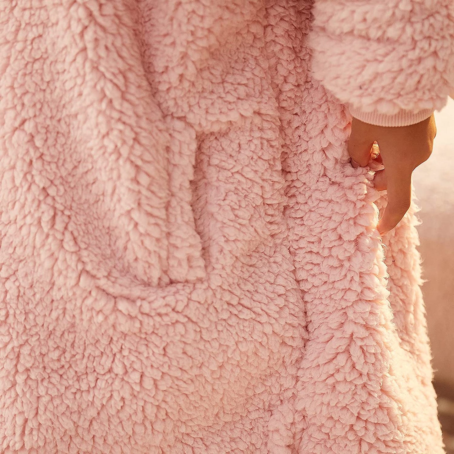 LetsFunny Oversized Blanket Sweatshirt, Plush Fleecehug Hoodie Wearable Blanket with Pocket, Super Warm Cozy Sweatshirt Hooded Blanket for Adult Women Men Teens, One Size Fits All