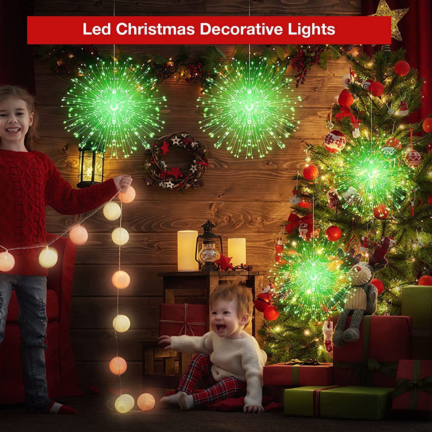 Fairy Lights Battery Operated Wire Lights,225 LED DIY 8 Modes Dimmable Lights with Remote Control, Waterproof Decorative Hanging Starburst Lights for Christmas, Home, Patio, Indoor Outdoor Decoration