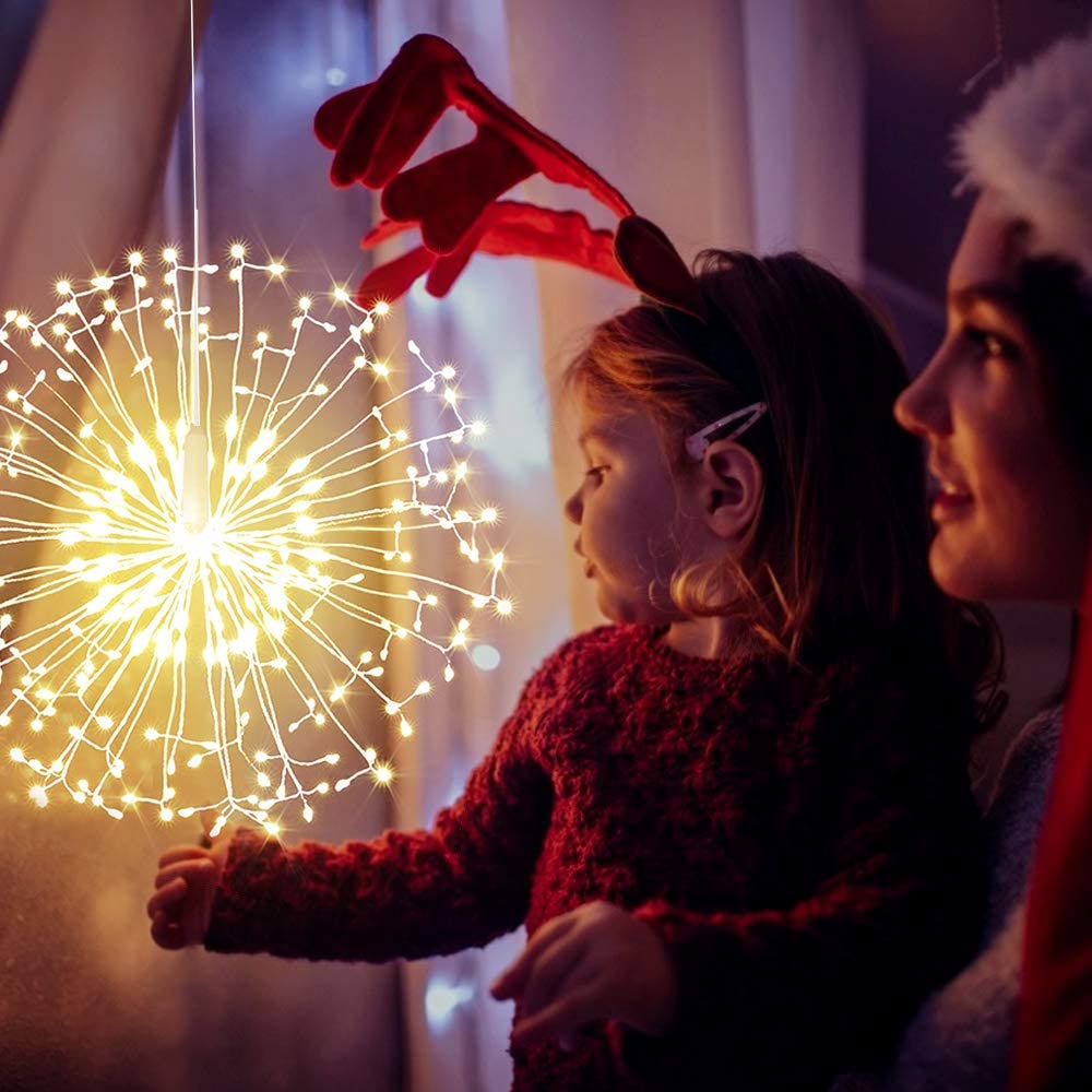 Fairy Christmas String Lights Wire Lights,200 LED DIY 8 Modes Dimmable Lights with Remote Control, Waterproof Decorative Hanging Starburst Lights for Christmas, Home, Patio, Indoor Outdoor Decoration